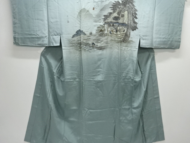 JAPANESE KIMONO / ANTIQUE MENS JUBAN / SILK / 69 STATIONS OF THE KISOKAIDO